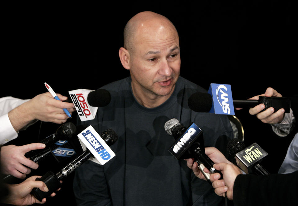 FILE - Boston Red Sox manager Terry Francona talks with reporters at the Major League Baseball winter meetings in Nashville, Tenn., Wednesday, Dec. 5, 2007. Slowed by major health issues in recent years, the personable, popular Francona may be stepping away, but not before leaving a lasting imprint as a manager and as one of the game's most beloved figures. (AP Photo/Mark Humphrey, File)