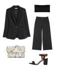 <p>Lim’s look can easily be replicated through basics you might already own like a black bandeau and blazer. Choose a wide leg trouser like this one from Everlane and accessorize with a floral handbag and studded heels for a rocker chic look like Lim’s. </p>