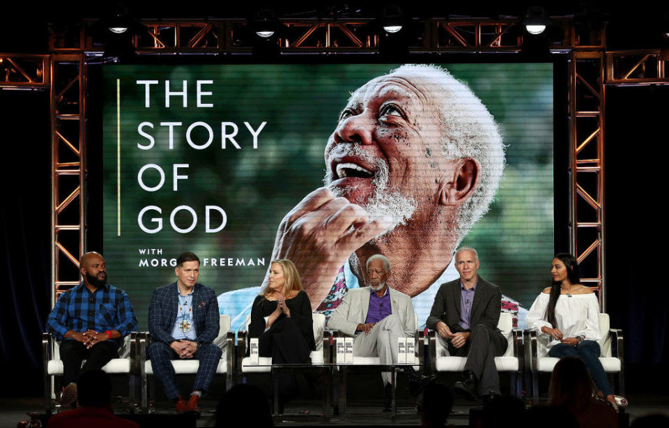 Panelists at "The Story of God" with Morgan Freeman
