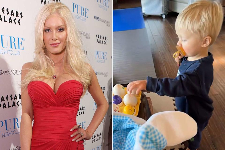 <p>Getty; snapchat</p> Heidi Montag (L), son Ryker (R)