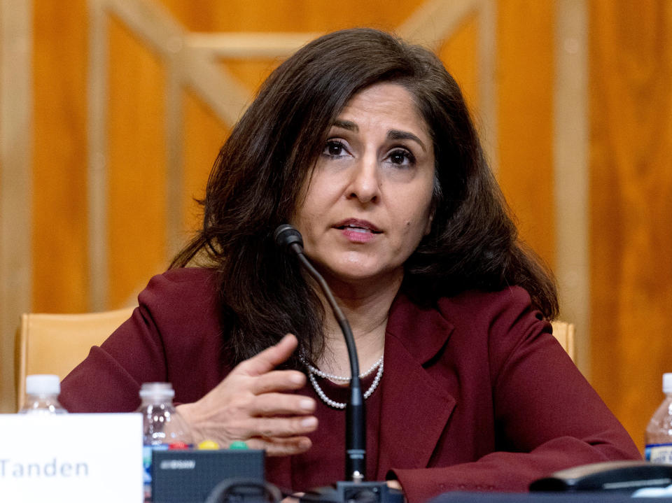 Neera Tanden at a confirmation hearing (AP)