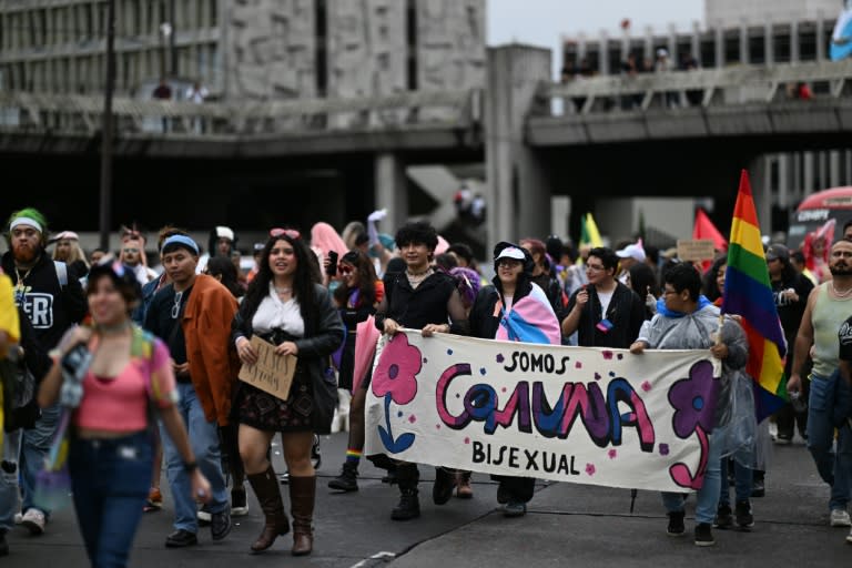 Simpatizantes de la comunidad LGBT participan en el Desfile del Orgullo en Ciudad de Guatemala el 29 de junio de 2024 (JOHAN ORDONEZ)
