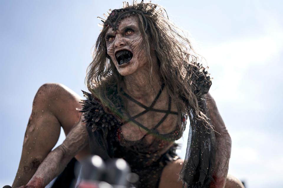 Athena Perample plays the high-heeled zombie Queen of Zack Snyder's "Army of the Dead."