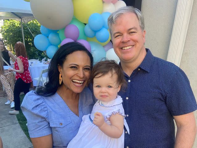 <p>Kristen Welker Instagram</p> Kristen Welker and John Hughes with their daughter Margot.