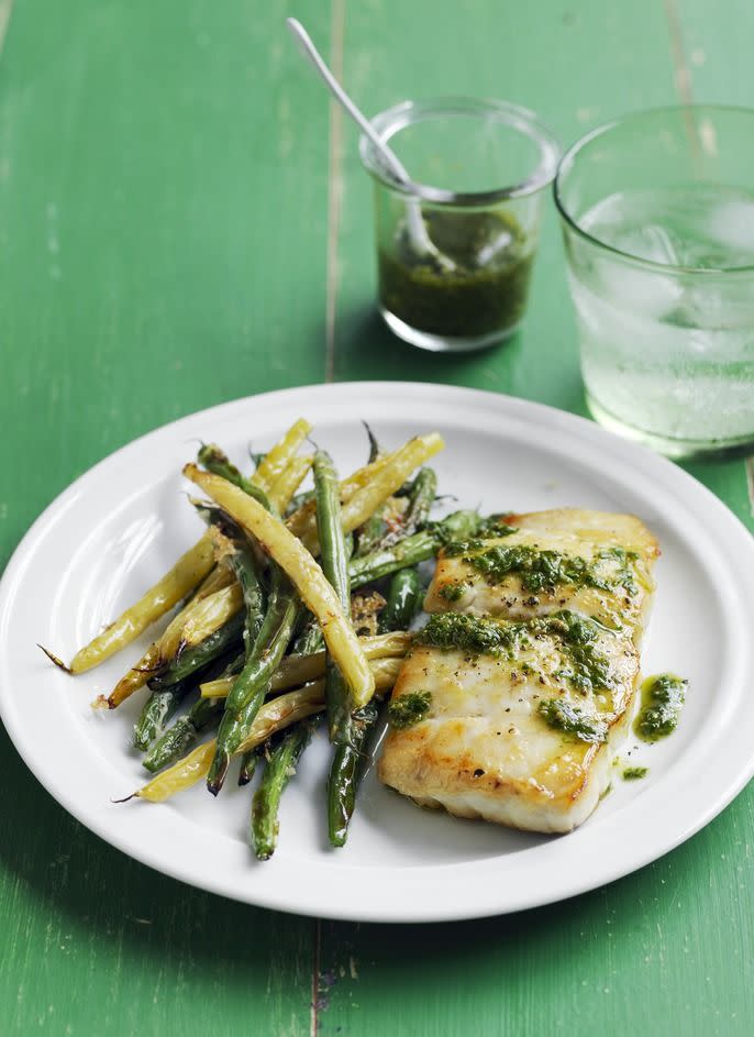 <p>Freshen up your dinner repertoire with pan-seared fish and pesto.</p><p><em><a href="https://www.womansday.com/food-recipes/food-drinks/recipes/a55777/cod-with-crispy-green-beans-recipe/" rel="nofollow noopener" target="_blank" data-ylk="slk:Get the Cod with Crispy Green Beans recipe.;elm:context_link;itc:0;sec:content-canvas" class="link ">Get the Cod with Crispy Green Beans recipe.</a></em></p><p><strong>What You'll Need</strong>: <a href="https://www.amazon.com/T-fal-Saute-Cooker-Dishwasher-Nonstick/dp/B000EM9PTQ/" rel="nofollow noopener" target="_blank" data-ylk="slk:Large skillet;elm:context_link;itc:0;sec:content-canvas" class="link ">Large skillet </a>($33, Amazon)</p>