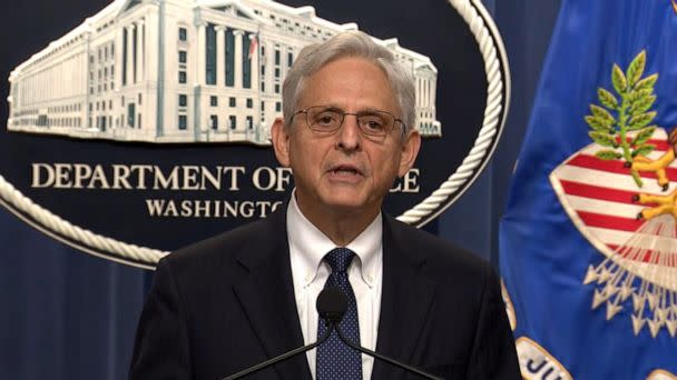 PHOTO: Attorney General Merrick Garland speaks during a news conference at the Department of Justice in Washington, D.C., on Aug. 11, 2022. (ABC News)