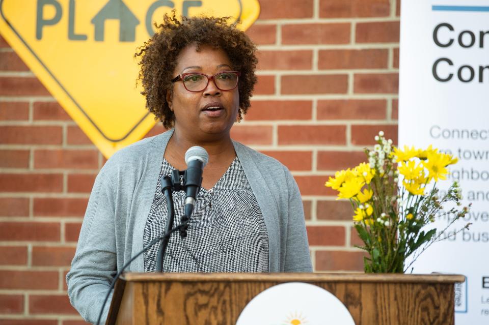 Sheryl Ely, Parks and Recreation director for the City of Knoxville, speaks at the reopening.