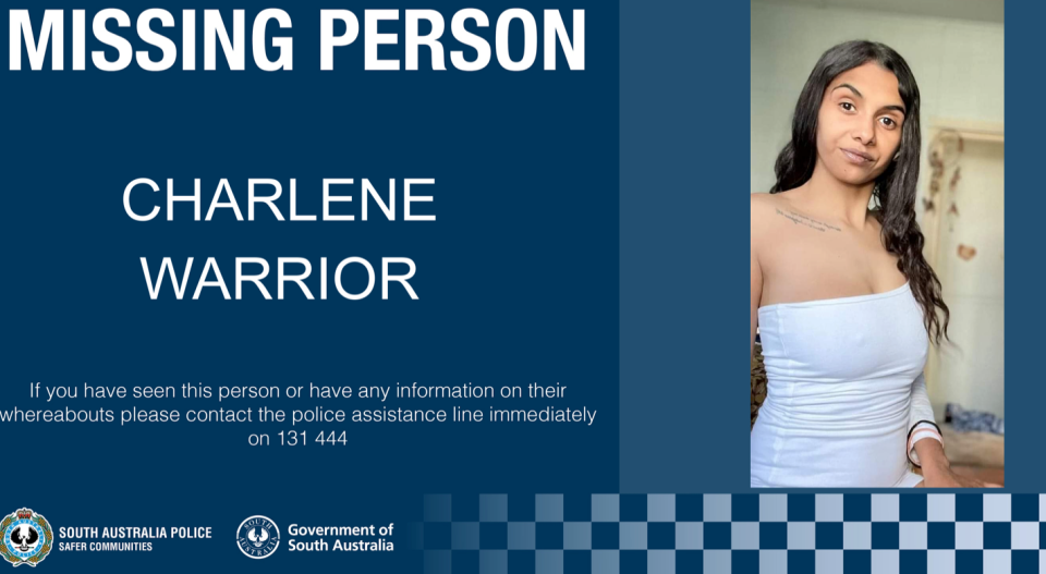 Charlene Warrior had been missing since September 18. Source: South Australia Police 