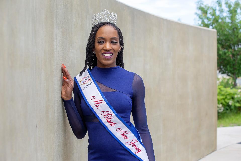 Sherrice Lyles, who earned the title of Ms. Black NJ, talks about the experience at Springwood Park in Asbury Park, NJ Tuesday, June 28, 2022. 