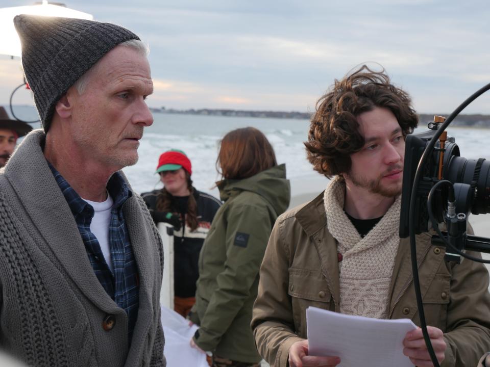 Actor Paul Wybieracki, left, plays the lead role in "The Painter" in his third collaboration with filmmaker Jimmy Martin of Taunton, right.