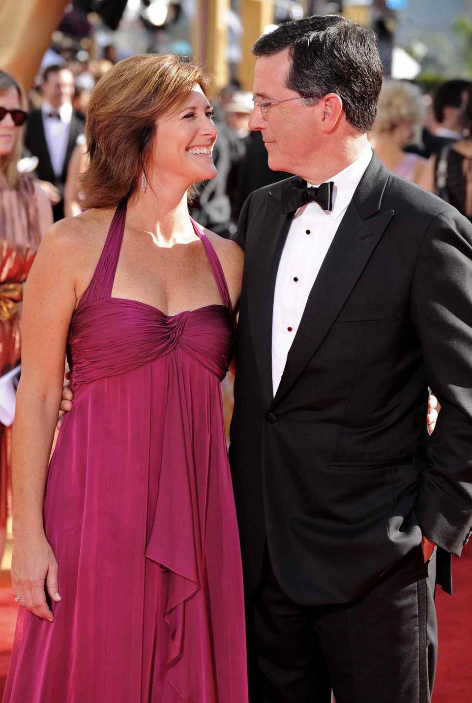 Stephen Colbert (R) and Evelyn McGee arrives at the 61st Primetime Emmy Awards held at the Nokia Theatre on September 20, 2009 in Los Angeles, California