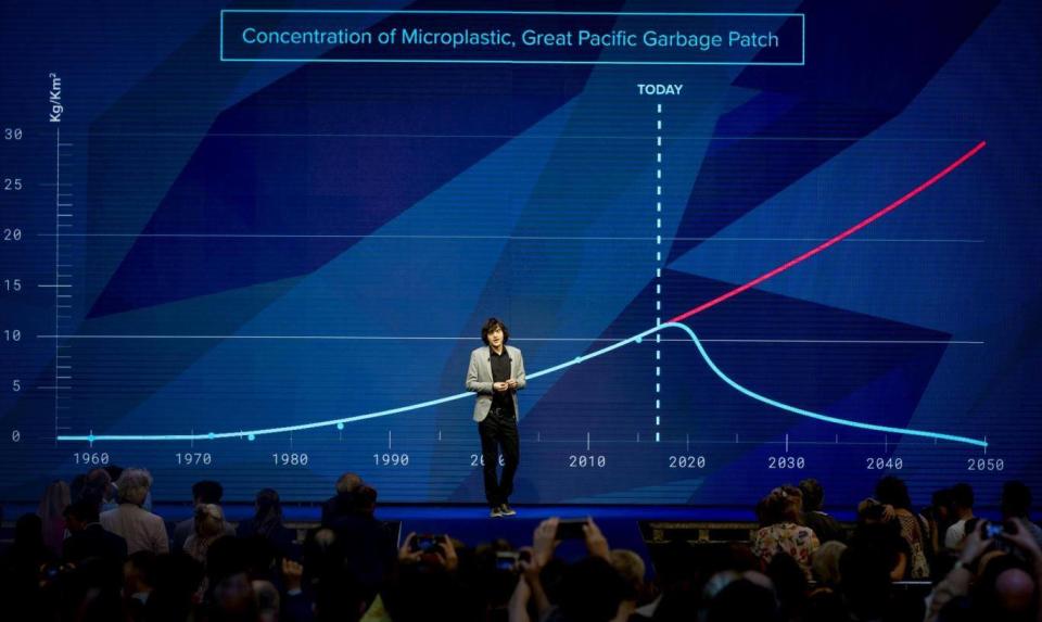Boyan Slat gives a presentation about the progress of The Ocean Cleanup (Getty)