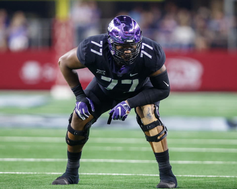 TCU's Lucas Niang might miss the Senior Bowl after his season-ending hip injury but could be healthy before the NFL scouting combine. (Getty Images)