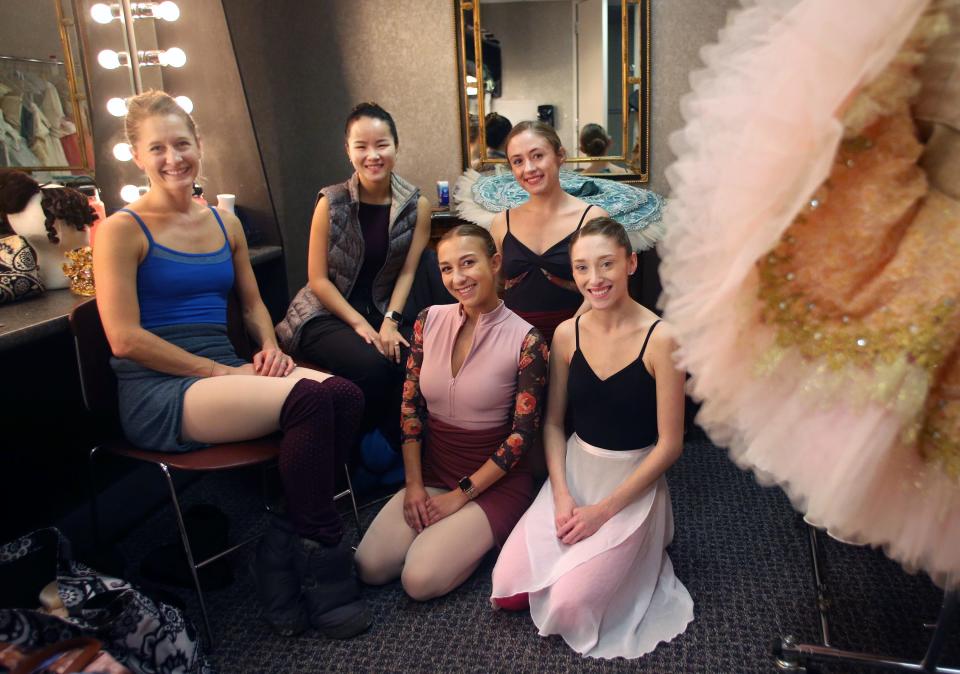 The Louisville Ballet Dancers who share the principal role of “Marie” in the 2022 performance of the Nutcracker. They are Leigh Anne Albrechta, Emmarose Atwood, Amber Wickey, Caitlin Kowalski and Anna Ford.Dec. 8, 2022