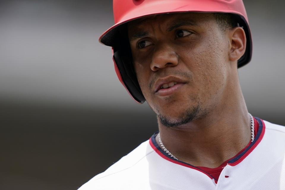 The Nationals' Juan Soto prepares for an at-bat against the Seattle Mariners on July 13, 2022.