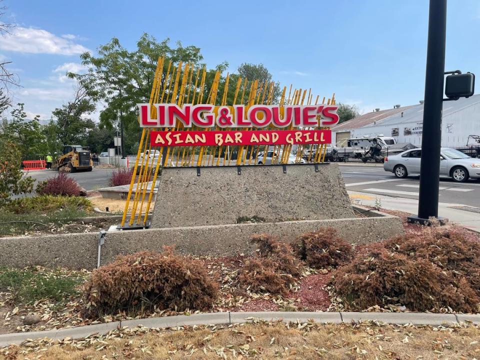 The sign is installed, but the restaurant is not open quite yet.