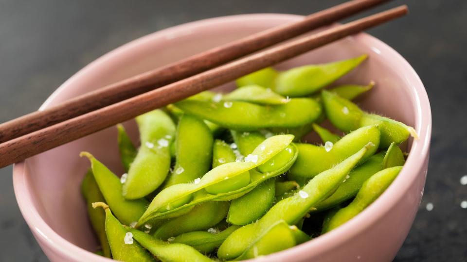 fresh green edamame beans