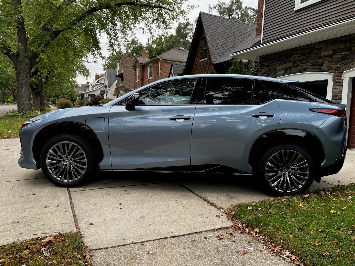 The 2023 RZ 450e is Lexus's furst electric vehicle. It can go 220 miles on a charge.