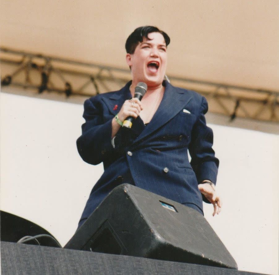 DeLaria hosting the March on Washington for Gay and Lesbian Rights in 1993. (Photo: Courtesy of Lea DeLaria)