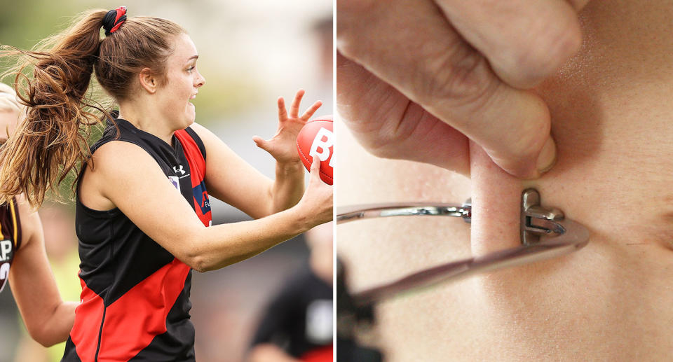 On the left is former Essendon VFLW player Eloise Gardner.