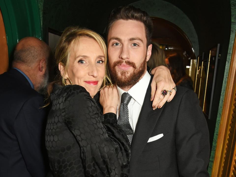 Sam Taylor-Johnson (L) and Aaron Taylor-Johnson attend a pre BAFTA party hosted by Charles Finch and Chanel at Annabel's on February 11, 2017 in London, England