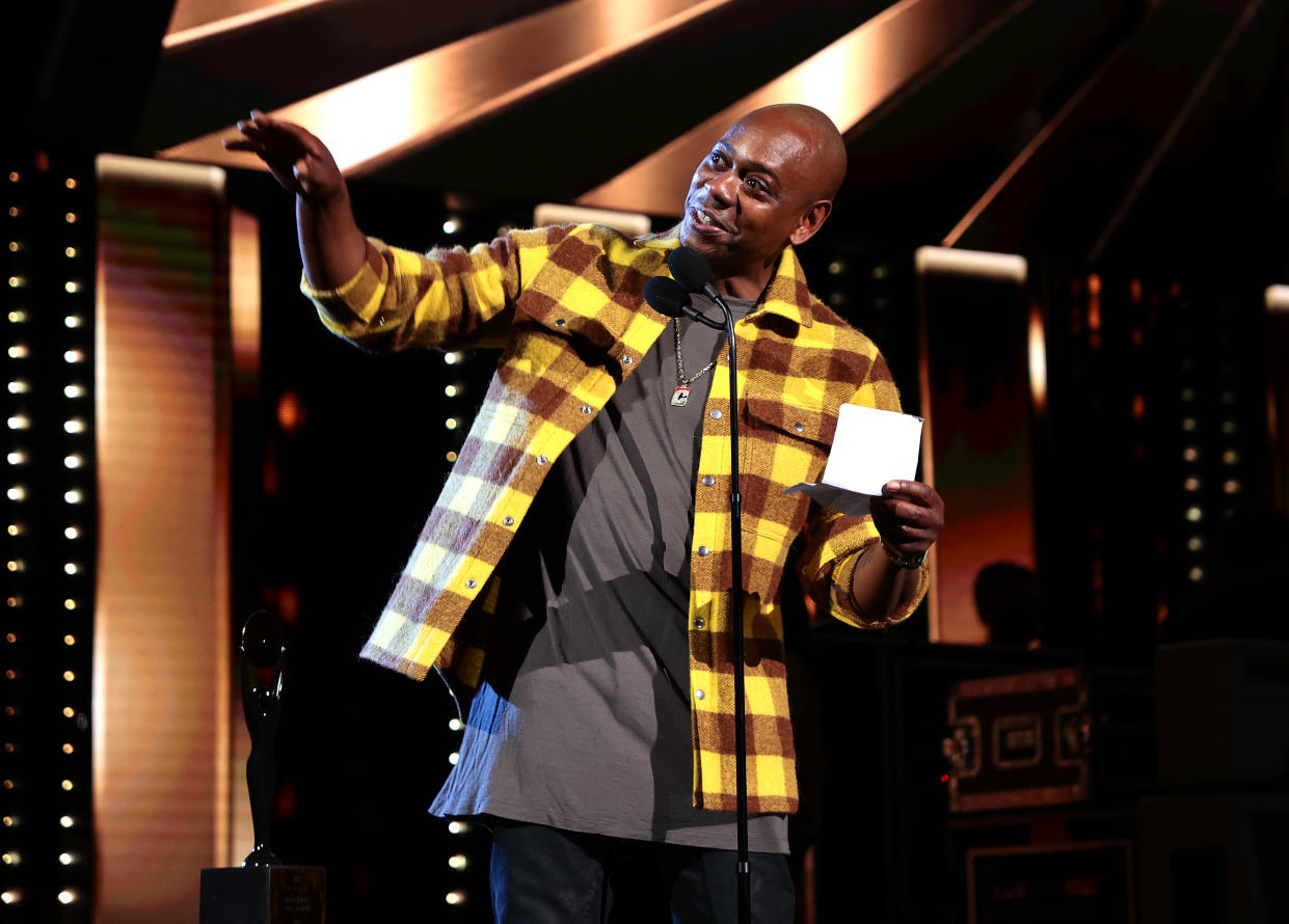 Dave Chappelle, 48, said if enough donors object to his former high school naming a theater after him, he will gladly refuse the honor. (Photo: Dimitrios Kambouris/Getty Images for The Rock and Roll Hall of Fame)