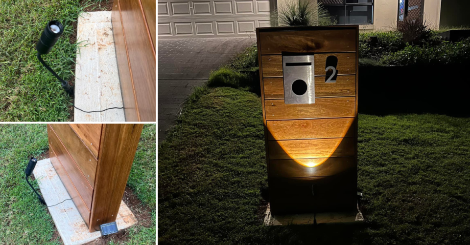 The DIY enthusiast attached a solar light to ensure people could see her house number at night. Photo: Facebook