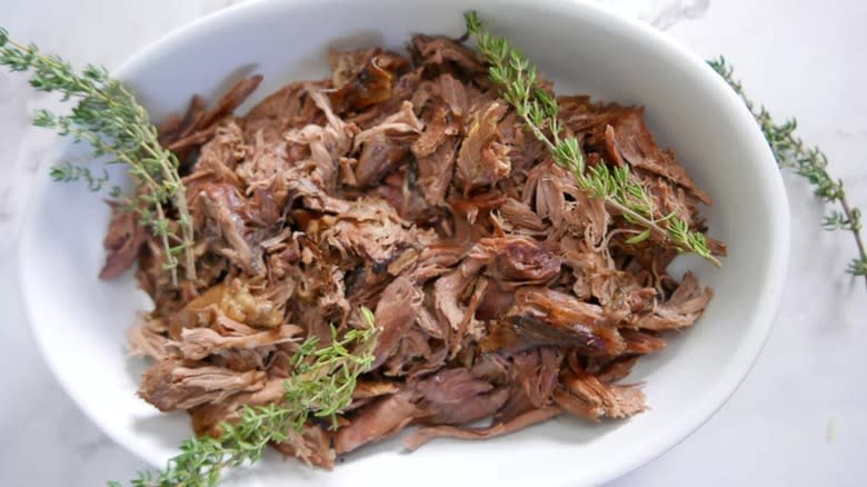 slow-cooked lamb in bowl