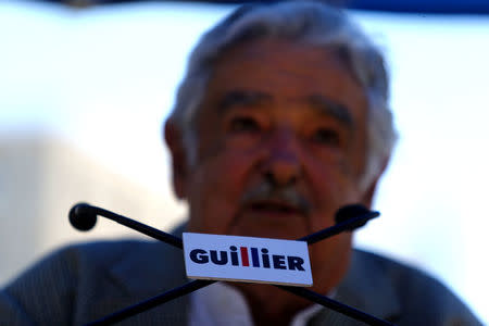 Uruguayan former president Jose Mujica delivers a speech during a Chilean presidential candidate Alejandro Guillier's campaign rally in Santiago, Chile December 14, 2017. REUTERS/Ivan Alvarado