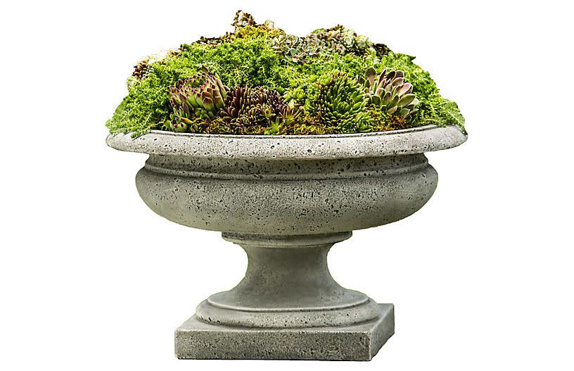 22" Rustic Palazzo Outdoor Planter, Alpine Stone