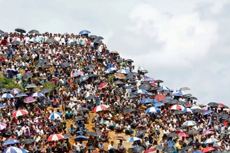 FILE PHOTO: Rohingya refugees gather to mark the second anniversary of the exodus at the Kutupalong camp in Cox’s Bazar