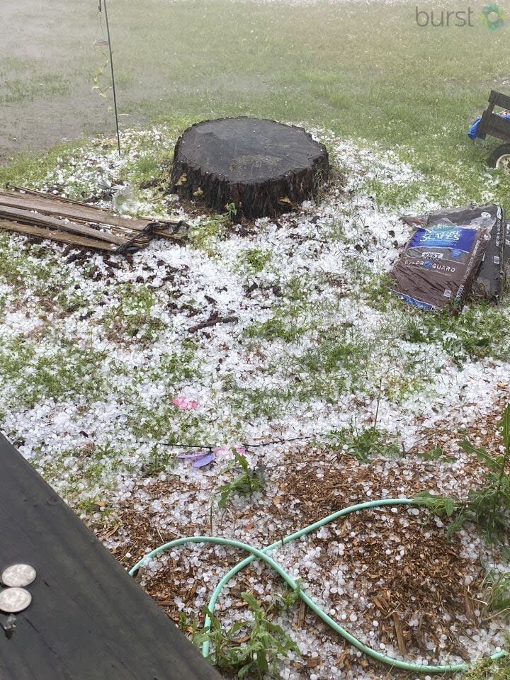 Hail littered the ground in Rock Hill.