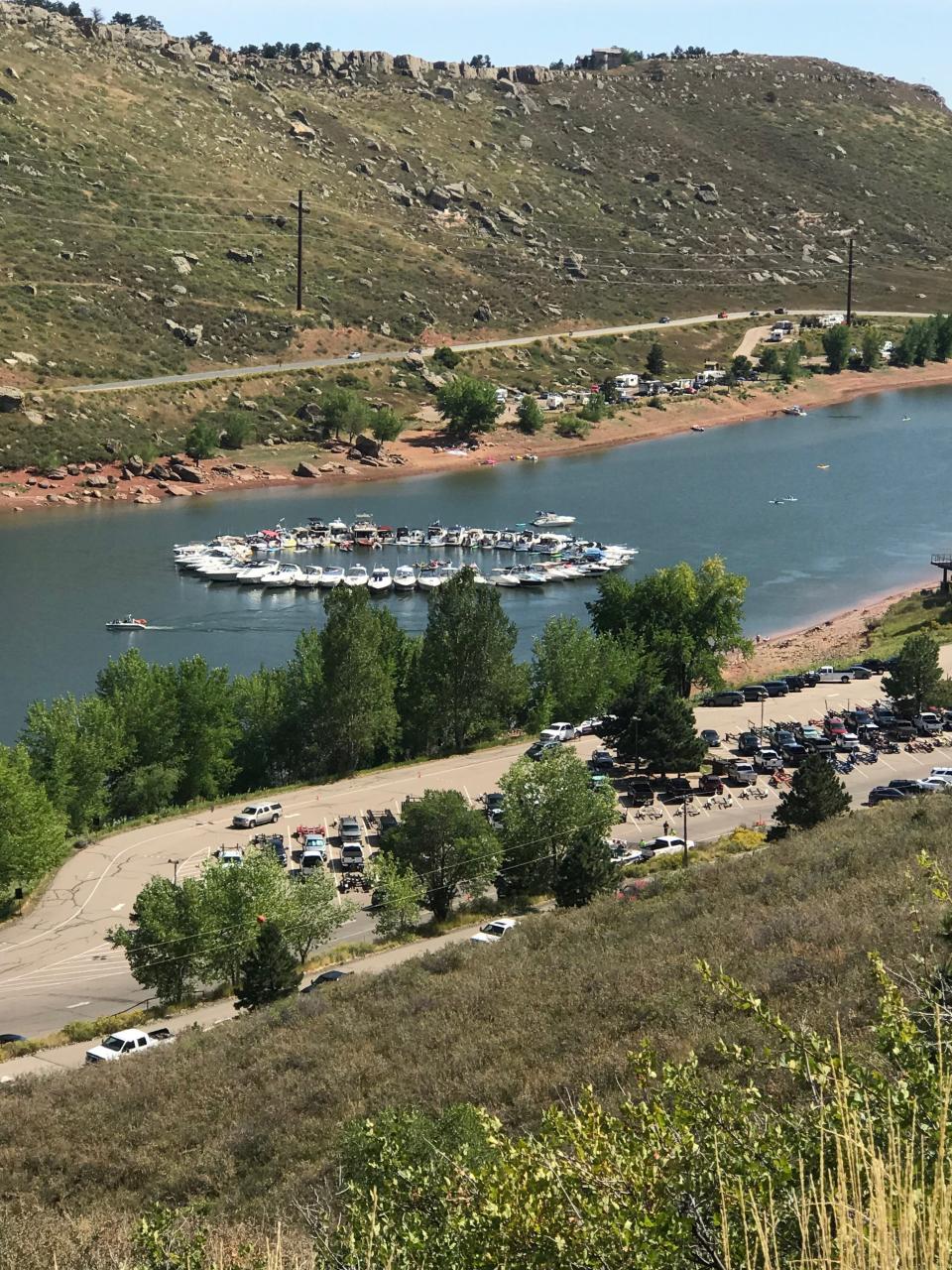 Boats form a circle in the Ships Wheel at Horsetooth Reservoir on Saturday.