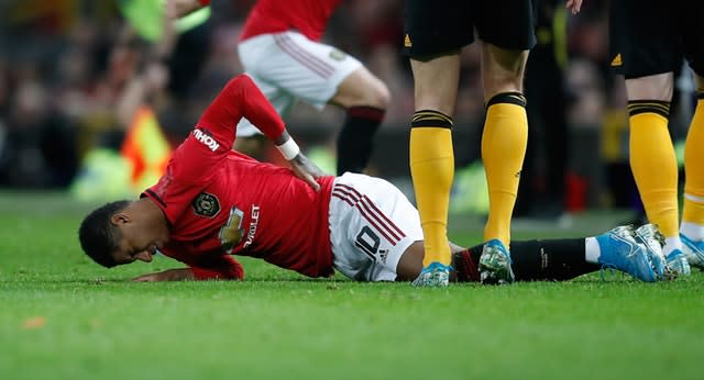 Rashford was injured in last week's FA Cup clash against Wolves