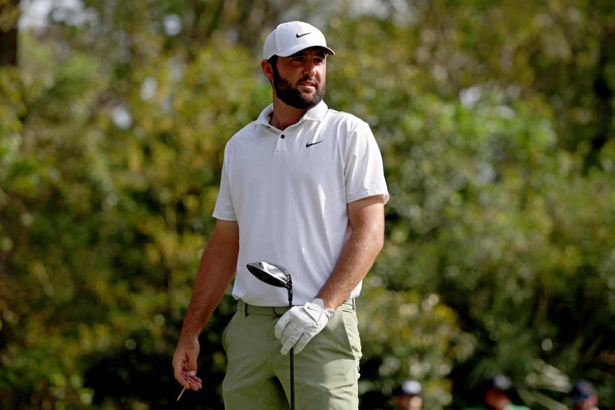 PONTE VEDRA BEACH, FLORIDA - MARCH 17: Scottie Scheffler of the United States follows his shot from the 15th tee during the final round of THE PLAYERS Championship at TPC Sawgrass on March 17, 2024 in Ponte Vedra Beach, Florida. (Photo by Jared C. Tilton/Getty Images)