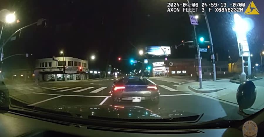 Police spot a 2019 Lamborghini Huracán with the driver reportedly asleep at the wheel on April 6, 2024. (Los Angeles Police Department)