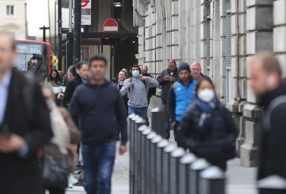 LONDON, UNITED KOINGDOM - MAY 13: Commuters walk along Victoria Station in the first day of easing the lockdown rules in London, England on May 13, 2020. (Photo by Ilyas Tayfun Salci/Anadolu Agency via Getty Images)