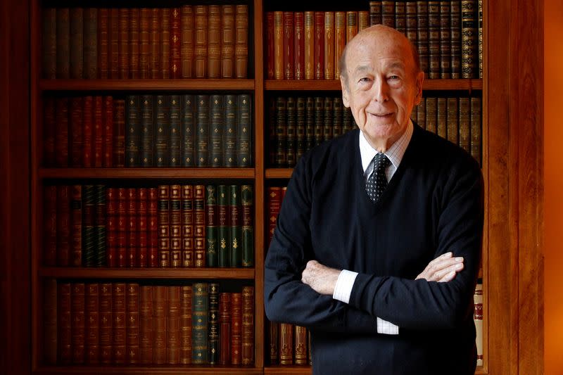 FILE PHOTO: Former French President Valery Giscard d'Estaing poses in his office at his Paris home