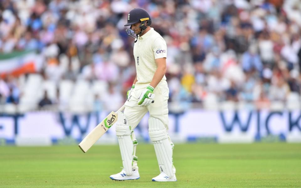 Jos Buttler of England walks back to the pavilion after getting Jasprit Bumrah of India out during day one of the First Test Match between England and India at Trent Bridge on August 04, 2021 in Nottingham, England. - GETTY IMAGES