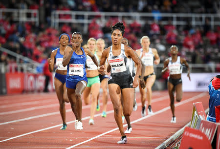 Athletics - IAAF Diamond League meeting - Women's 800m race - Stockholm Olympic Stadium, Stockholm, Sweden - May 30, 2019. Ajee Wilson of USA in action. Fredrik Sandberg /TT News Agency via REUTERS