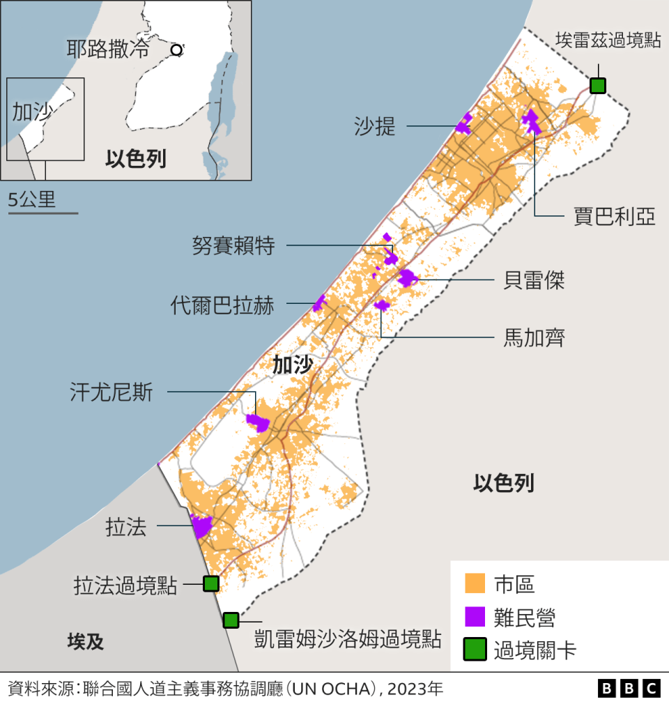 地圖：加沙地帶居民分佈