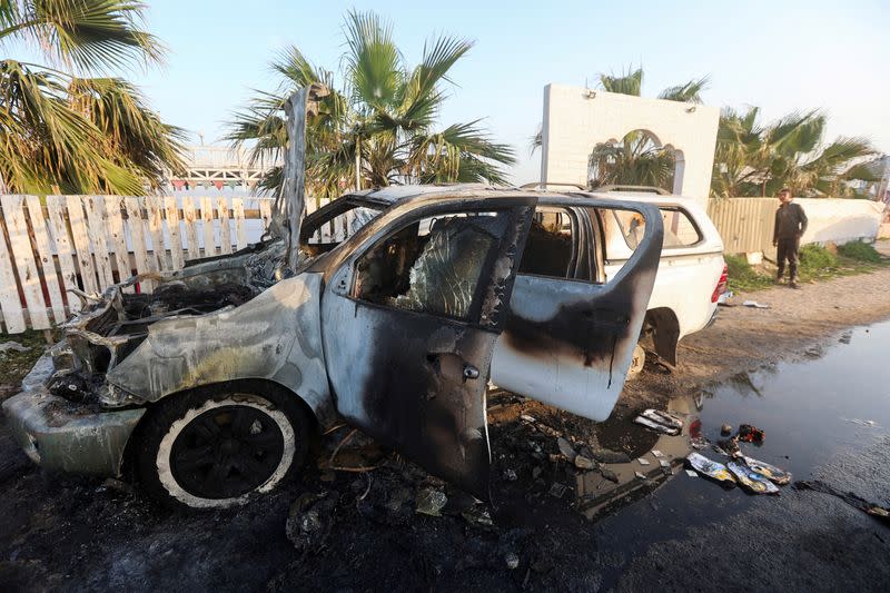 FILE PHOTO: FILE PHOTO: Site of a strike on WCK vehicle in central Gaza Strip