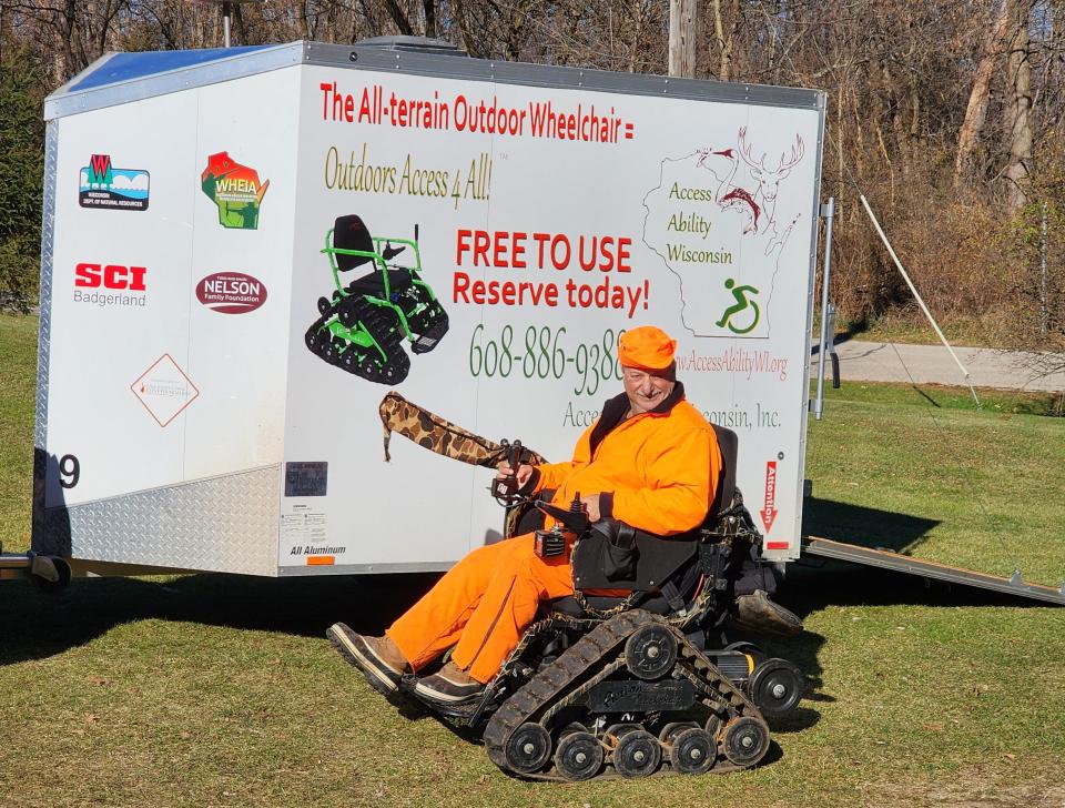 Dan Agen of Palymyra used an all-terrain wheelchair to hunt in the Kettle Moraine State Forest - Southern Unit during the 2022 Wisconsin gun deer season.