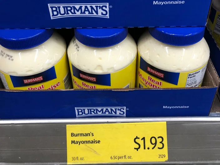 mayonaise in a display at aldi