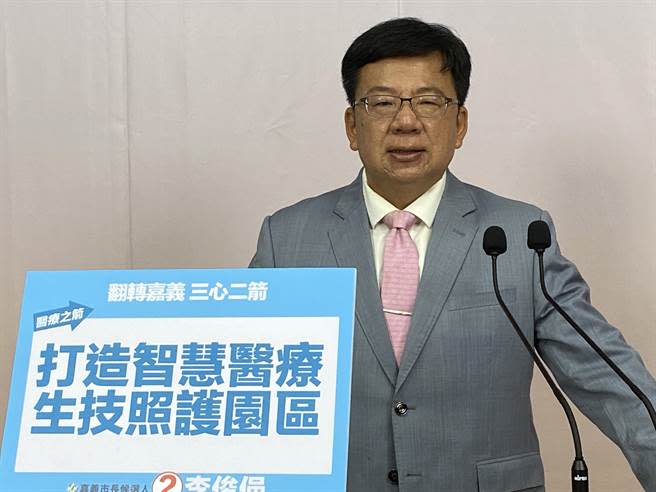 嘉義市長候選人李俊俋今天參加公辦政見會。（廖素慧攝）