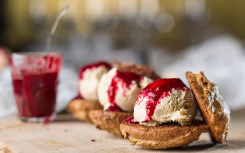 Peanut butter and jam ice-cream sandwiches