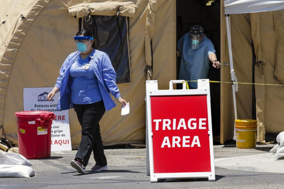 Tents have been erected at El Centro Regional Medical Center to serve coronavirus patients.