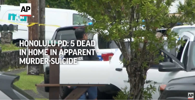 夏威夷檀香山發生25年來最大規模命案，一個5口家庭被發現陳屍家中，明顯是父親殺害妻兒後輕生。（圖／翻攝自Associated Press YT）