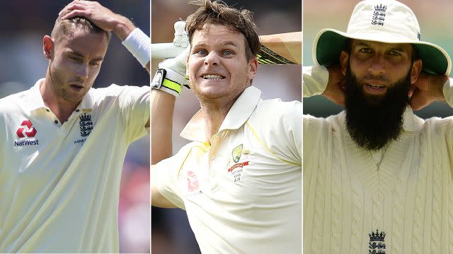Stuart Broad, Steve Smith and Moeen Ali suffered very different fates. Image: Getty