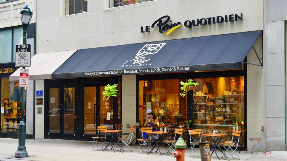 PHILADELPHIA, PA -4 OCT 2018- View of a Le Pain Quotidien restaurant on the street in downtown Philadelphia, Pennsylvania.